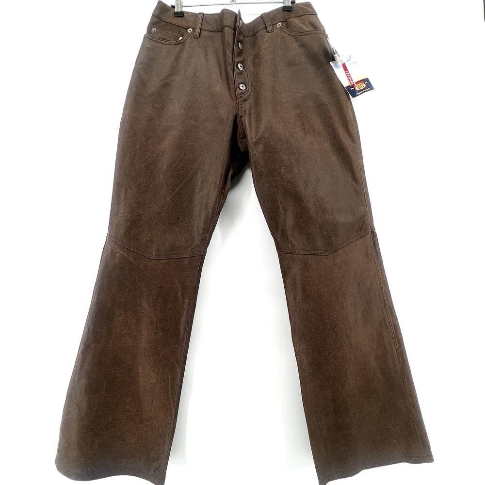 Vintage Route 66 Genuine Leather Pants Women's‎ 14 Brown Bootcut 90s Y2K NWT